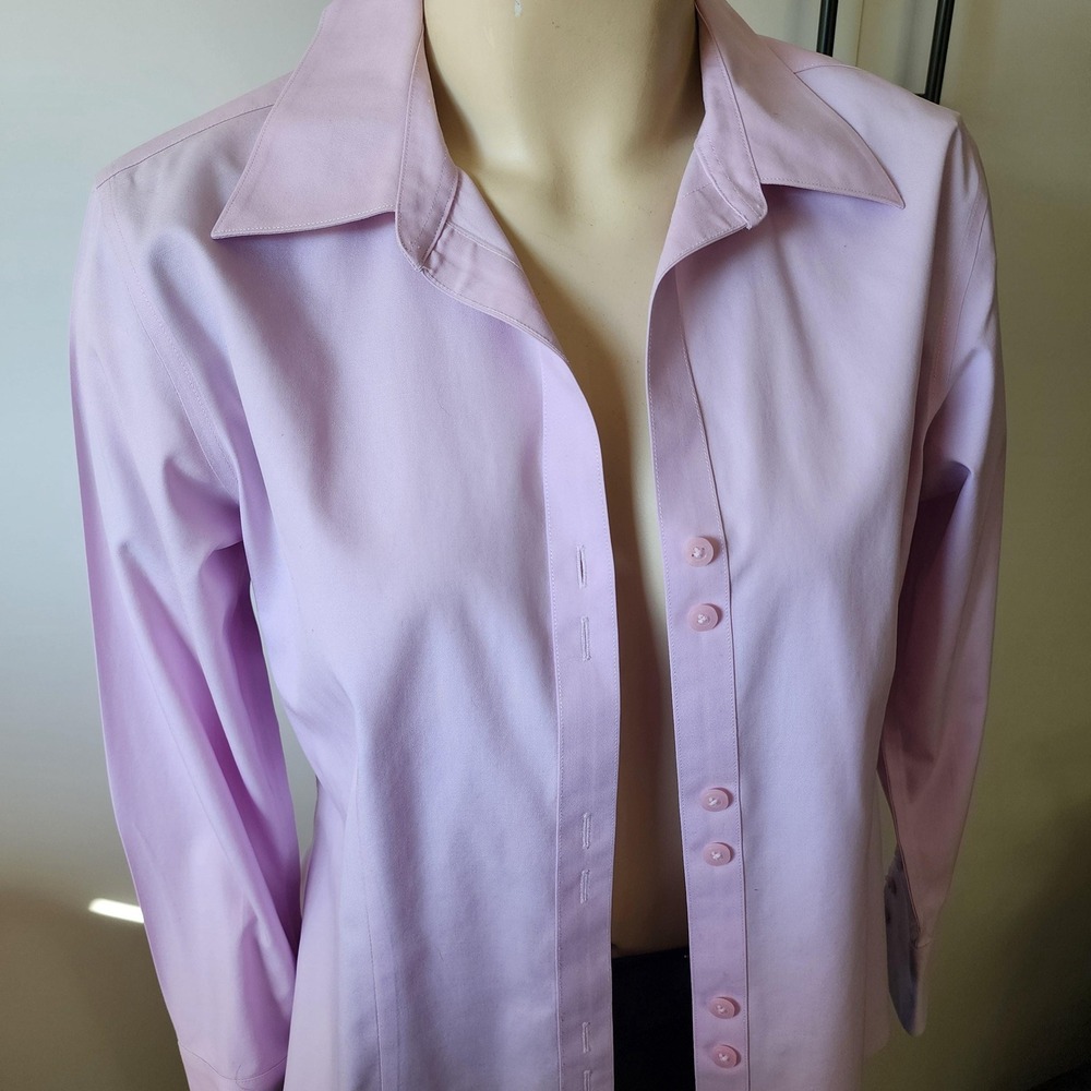 M 100% Cotton Gold Label No Iron Purple Long Sleeve Button Up, Size 10P